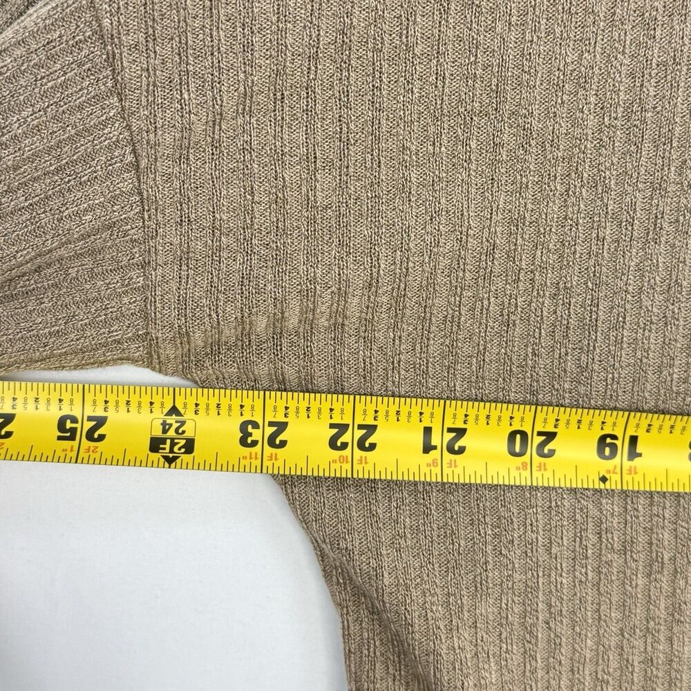 Womens Pale Khaki Rib Textured Henley Knit Top Size XL Long Sleeve Button - Picture 16 of 16